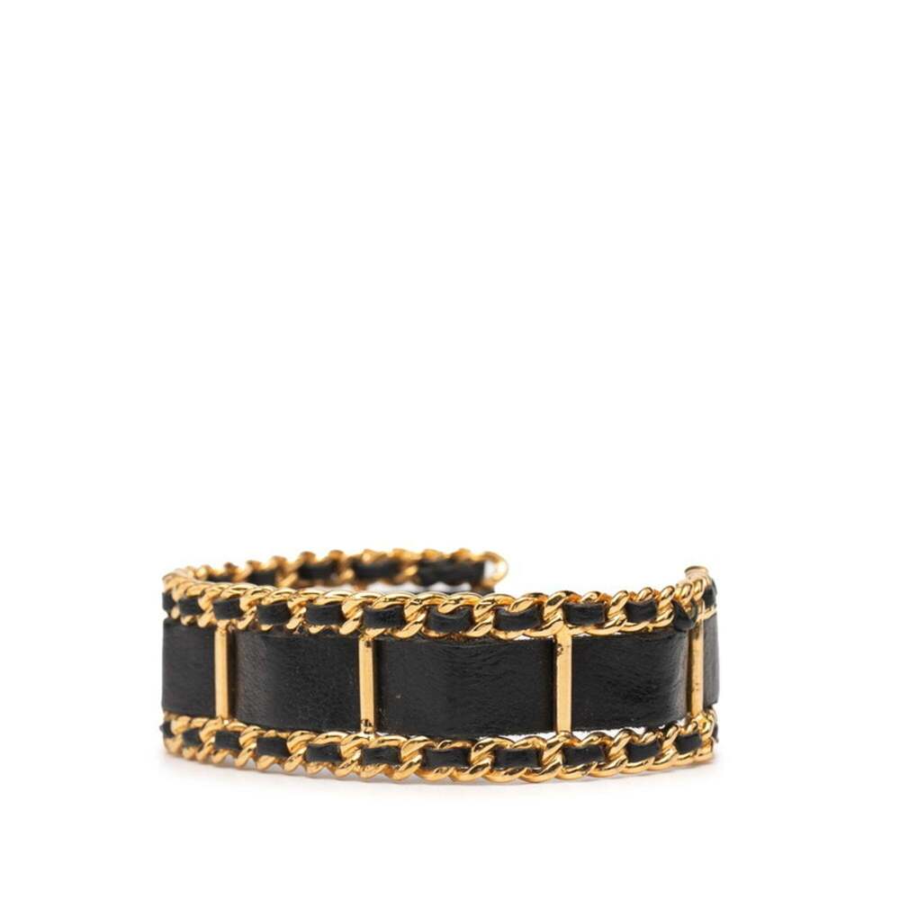 CHANEL Authentic Black Leather Bracelet - Picture 2 of 4